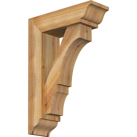 Ekena Millwork Balboa Traditional Rough Sawn Bracket w/ Offset Brace, Western Red Cedar, 6"W x 18"D x 26"H BKT0604X18X26BOA01RWR